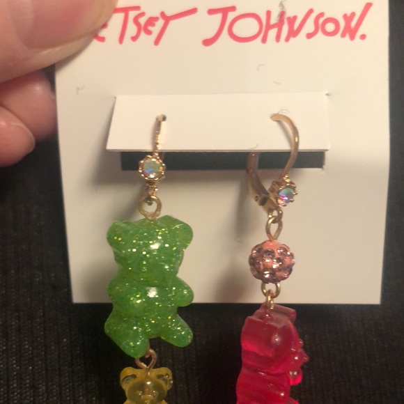 NWT Betsey Johnson Sparkly Rhinestone Glittery Gummy Bear 🐻 Earrings - Picture 11 of 17
